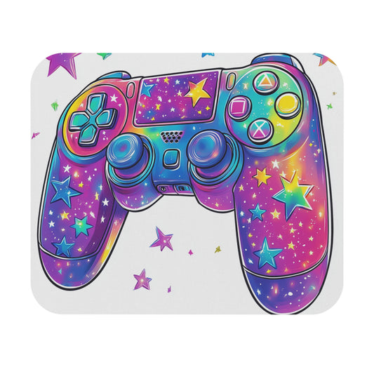 Game controller with a colorful starburst galaxy design and bright stars.
