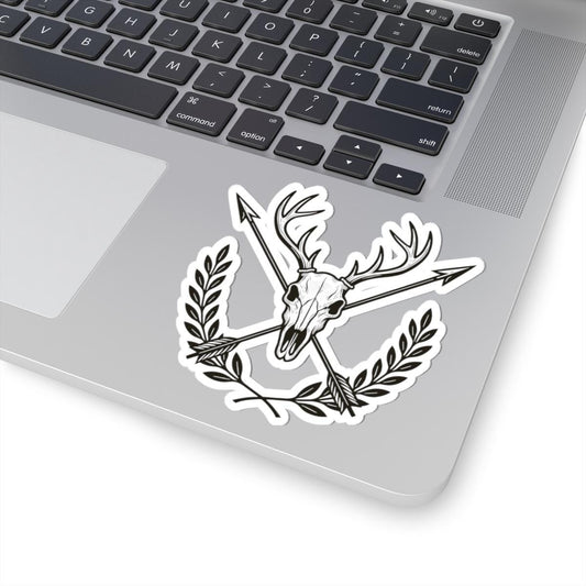 Deer Skull Sticker | Antlers, Arrows & Laurel | Western Gothic Vinyl Decal