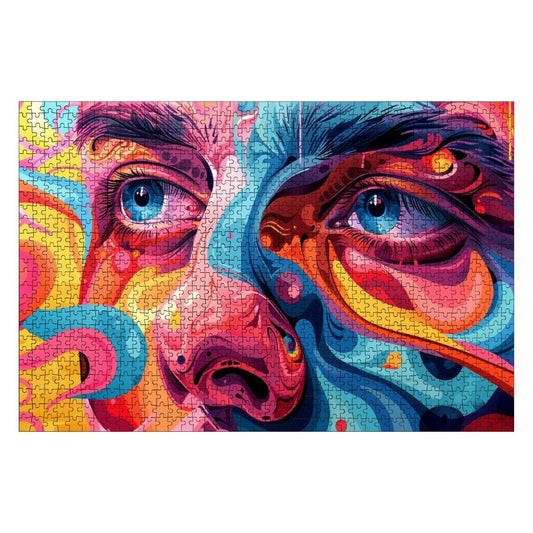 ColorFlow | Lucid Vision Wooden Puzzle | Psychedelic Face Art Jigsaw for Adults | Trippy Expressionist Gift