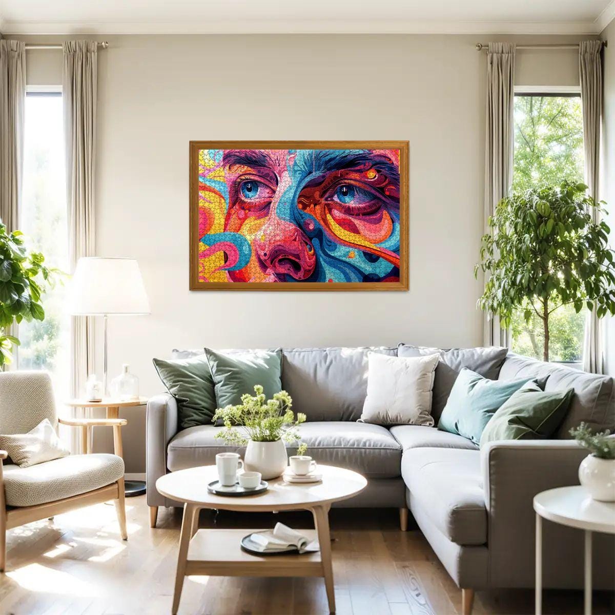 ColorFlow | Lucid Vision Wooden Puzzle | Psychedelic Face Art Jigsaw for Adults | Trippy Expressionist Gift