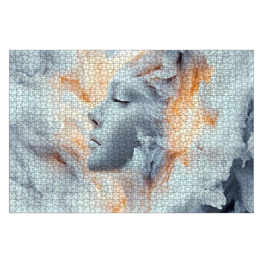 Surreal Fantasy Art Puzzle: Dreamy Face in Clouds - Wooden Jigsaw