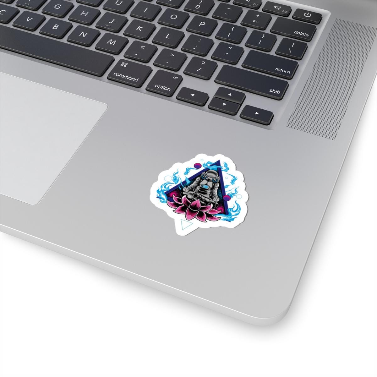 ColorFlow Astronaut Meditation Sticker | Cosmic Zen Lotus Space Art Decal | Mindfulness Galaxy Vinyl Sticker