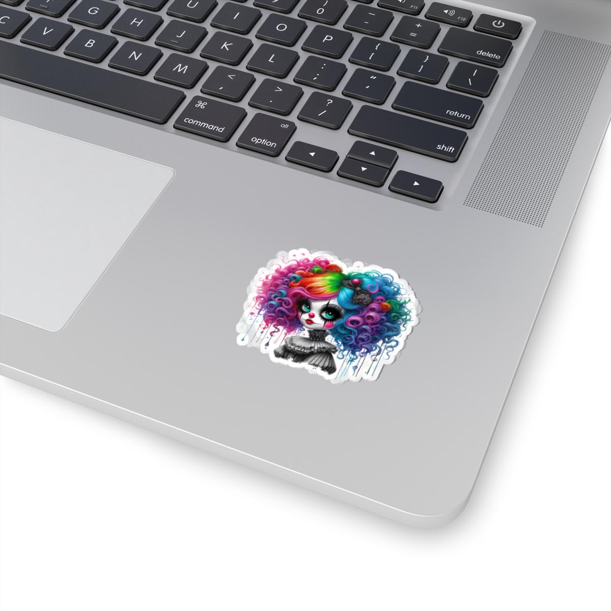 ColorFlow | Rainbow Gothic Clown Girl Sticker | Creepy Cute Circuscore Vinyl Decal | Spooky Aesthetic Laptop Sticker