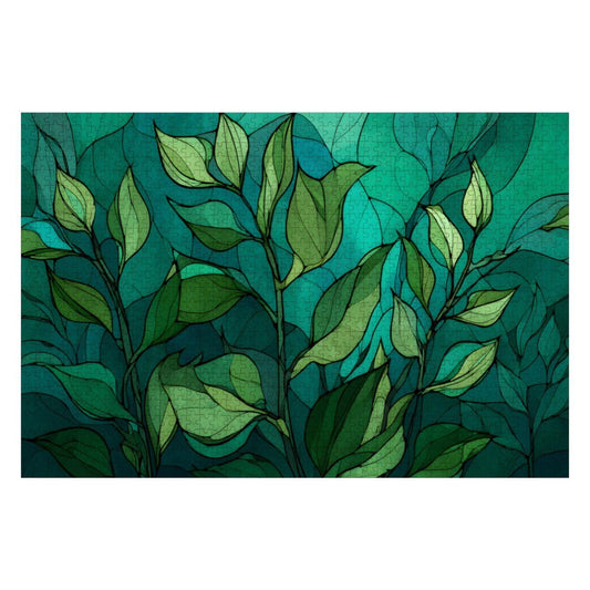 ColorFlow | Wooden Jigsaw Puzzle | Stained Glass Leaves Art Wood Puzzle for Adults and Kids | Relaxing Puzzle Gift