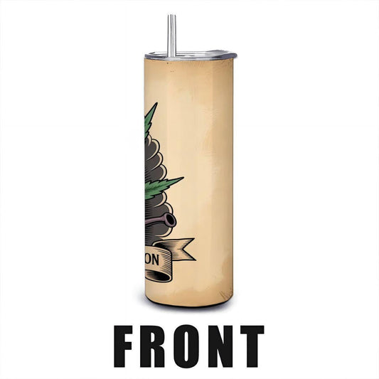Green Leaf Tumbler: Stainless Steel Vintage Botanical Art 20oz