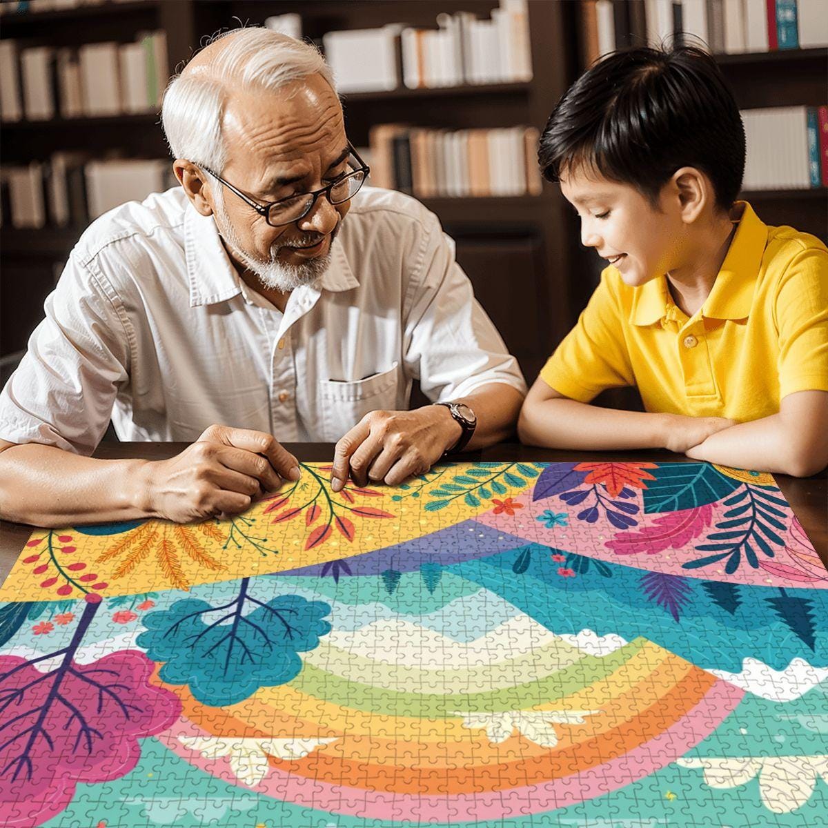 ColorFlow | Wooden Jigsaw Puzzle | Rainbow Mountain Landscape Art Wood Puzzle for Adults and Kids | Relaxing Gift