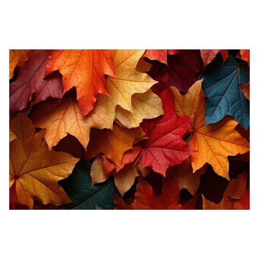 ColorFlow | Wooden Jigsaw Puzzle | Autumn Maple Leaves Art Wood Puzzle for Adults and Kids | Relaxing Gift