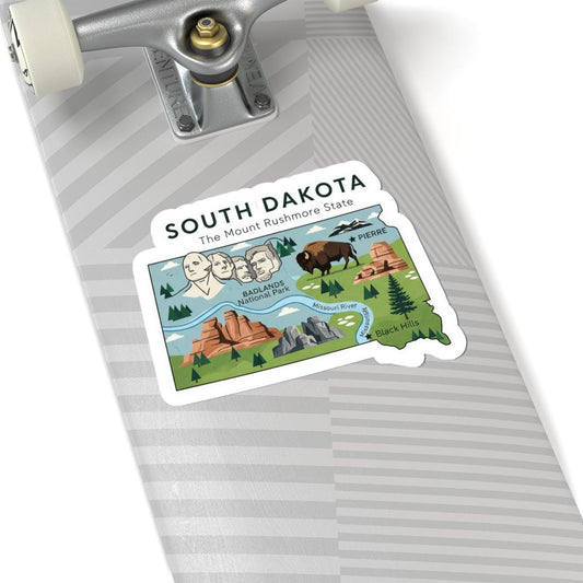 ColorFlow | South Dakota Vinyl Sticker Pack | Mount Rushmore Badlands Bison Art | Waterproof Glossy Matte Holographic