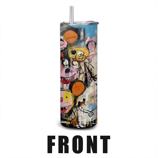 ColorFlow | Doodle Mouse Party Art Tumbler | 20oz Stainless Steel Travel Cup | Funny Cartoon Coffee Mug | Artistic Gift for Friends