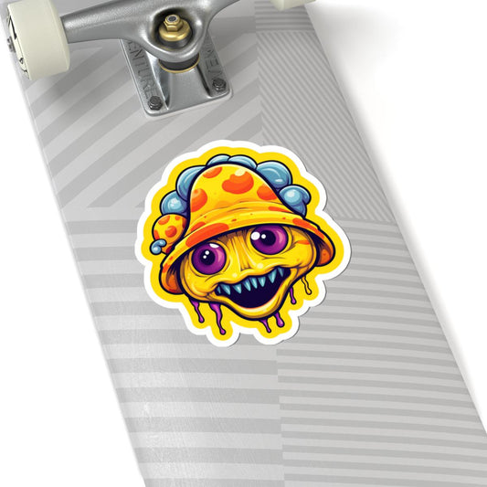 ColorFlow | Toothy Psychedelic Mushroom Vinyl Sticker | Waterproof Art Decal for Laptops Water Bottles Journals Decor