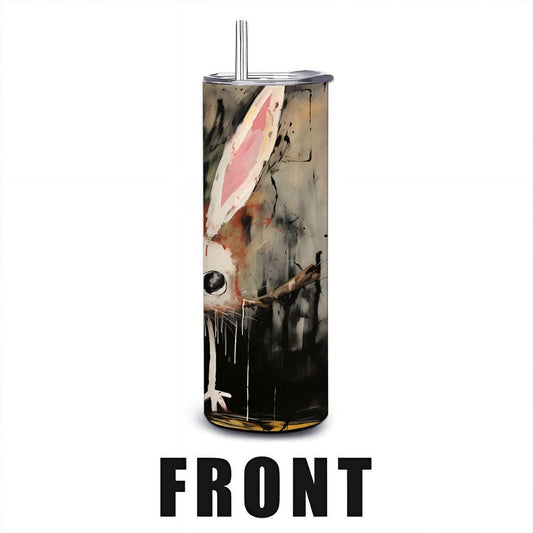 ColorFlow | Doodle Bunny Chaos Tumbler | Funny Bunny Art Cup | 20oz Stainless Steel Travel Mug with Straw | Gift Idea