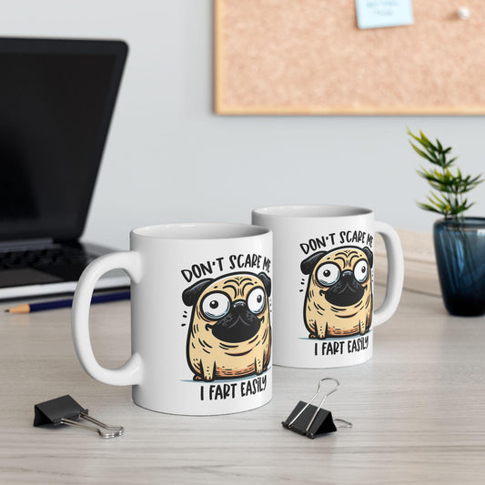 ColorFlow | Funny Pug Coffee Mug | Cute Dog Lover Gift | 15oz Ceramic Mug | Funny Pet Humor Mug for Work or Home
