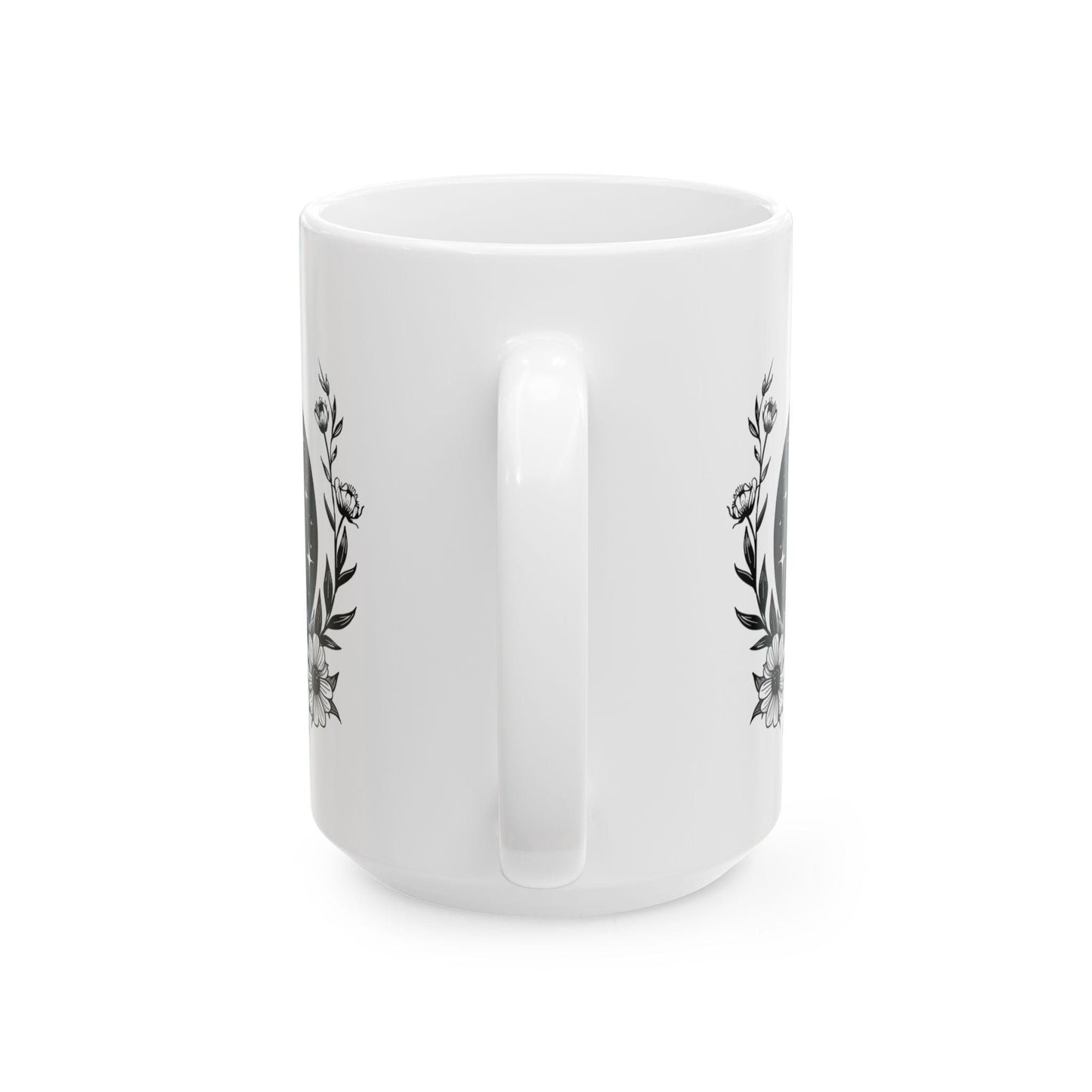 Floral Crescent Moon Mug | Witchy Celestial Coffee Cup