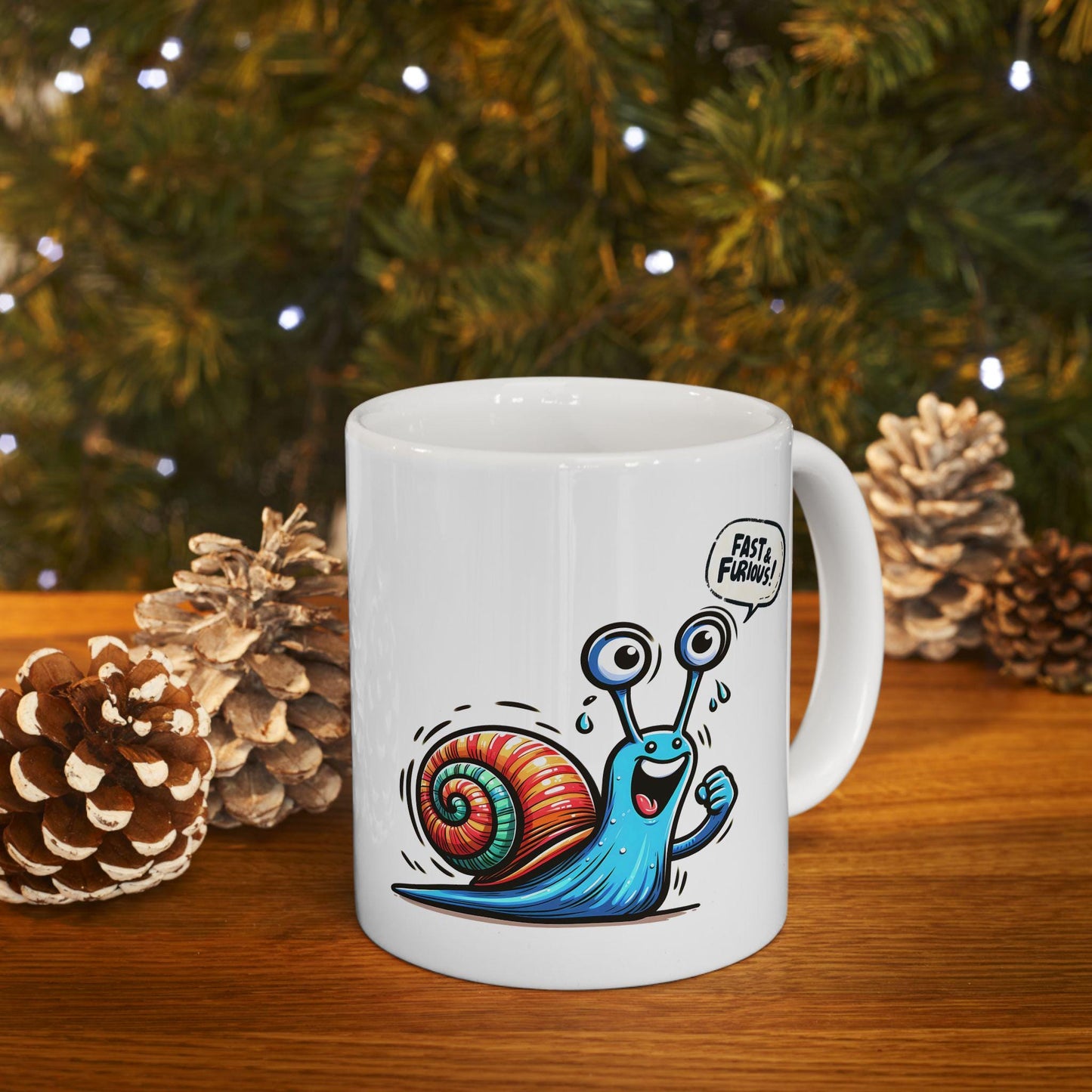 ColorFlow | Fast & Furious Snail Mug | Funny Coffee Cup | 15oz Ceramic Mug | Cute Motivational Gift for Animal Lovers and Coworkers