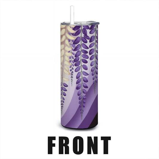 ColorFlow | Purple Wisteria Floral 20oz Stainless Steel Tumbler with Straw | Aesthetic Hot & Cold Drink Cup Gift