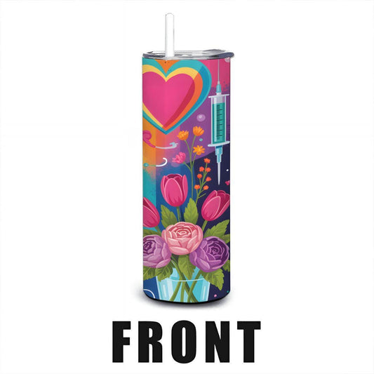 Floral Pop Art Stainless Steel Tumbler 20oz Insulated Travel Mug