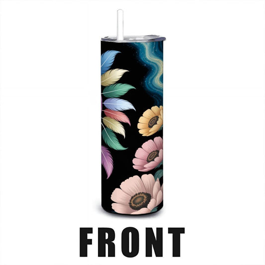 ColorFlow | Dreamcatcher Galaxy 20oz Stainless Steel Tumbler with Straw | Boho Sunflower Cup Gift