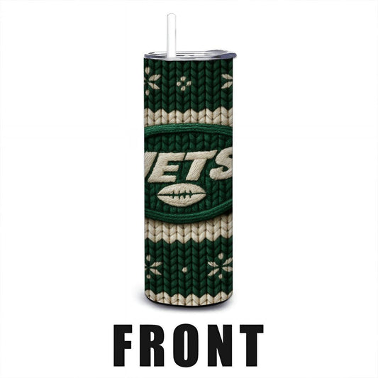 ColorFlow | New York Jets Inspired Seamless Sweater 20oz Skinny Tumbler with Straw