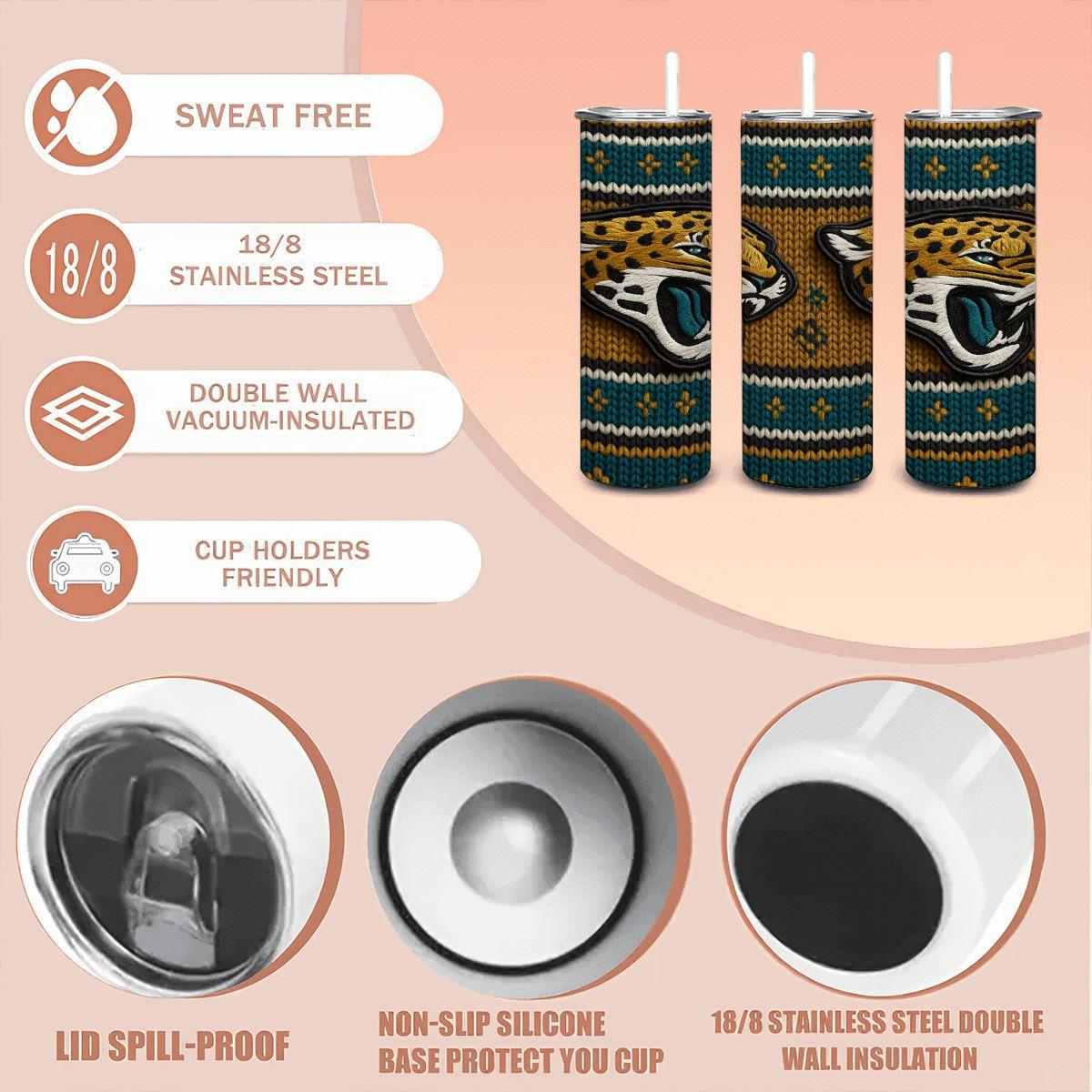 ColorFlow | Jacksonville Jaguars Inspired Seamless Sweater 20oz Skinny Tumbler with Straw