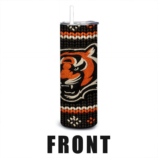 ColorFlow | Cincinnati Bengals Inspired Seamless Sweater 20oz Skinny Tumbler with Straw