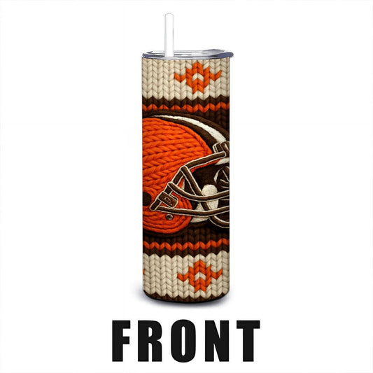 ColorFlow | Cleveland Browns Inspired Seamless Sweater 20oz Skinny Tumbler with Straw