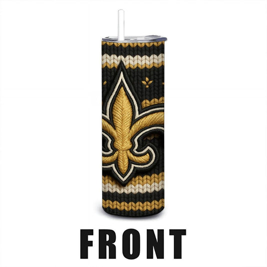 ColorFlow | New Orleans Saints Inspired Seamless Sweater 20oz Skinny Tumbler with Straw