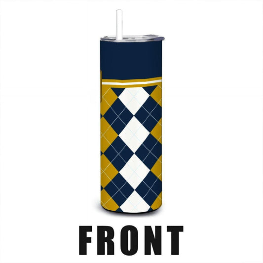 ColorFlow | Notre Dame Fighting Irish Inspired 20oz Straight Stainless Tumbler | Navy Gold Heritage Style | Personalization Optional