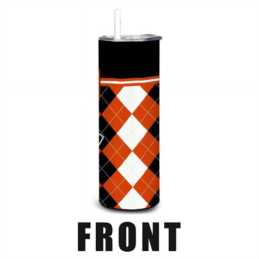 ColorFlow | Oregon State Beavers Inspired 20oz Straight Stainless Tumbler | Orange Black Diamond Style | Personalization Optional