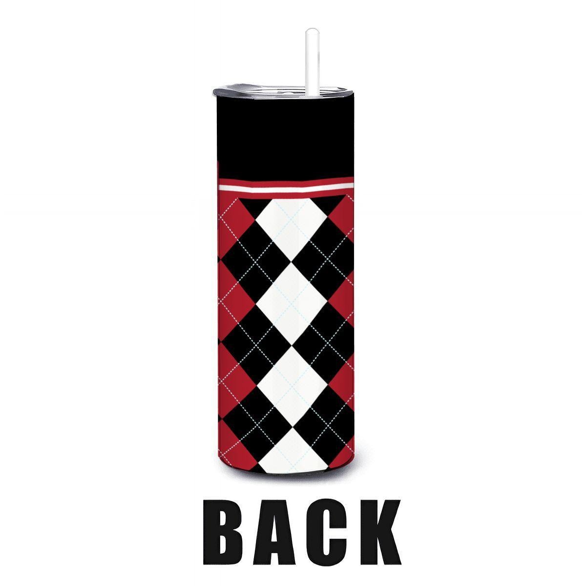 ColorFlow | Miami Ohio Inspired RedHawks Argyle Straight Tumbler 20oz Stainless Steel Drinkware Optional Personalization