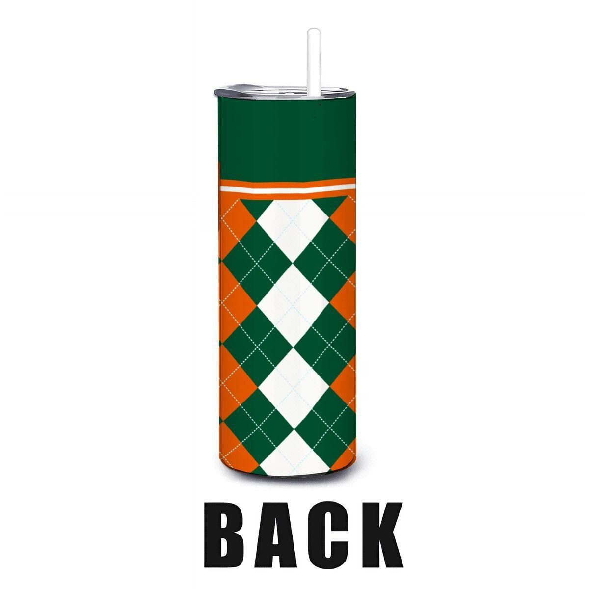 ColorFlow | Miami Hurricanes Inspired 20oz Straight Tumbler | Orange Green College Vibe | Personalization Optional