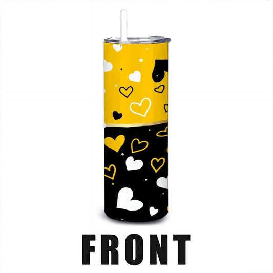 ColorFlow | Pittsburgh Inspired Pirates Hearts Straight Tumbler 20oz Stainless Steel Drinkware Optional Personalization