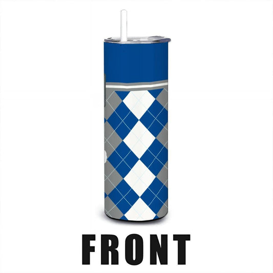 ColorFlow | Memphis Tigers Inspired 20oz Straight Stainless Tumbler | Blue Gray Tiger Power | Personalization Optional