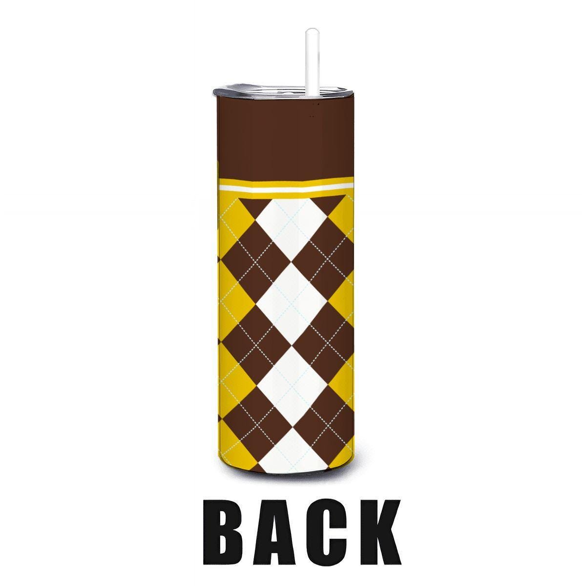 ColorFlow | Western Michigan Inspired Broncos Argyle Straight Tumbler 20oz Stainless Steel Drinkware Optional Personalization