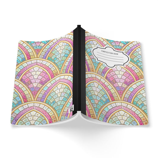 ColorFlow | Pastel Mosaic Arch Pattern Composition Notebook | Colorful Geometric Journal for School and Work