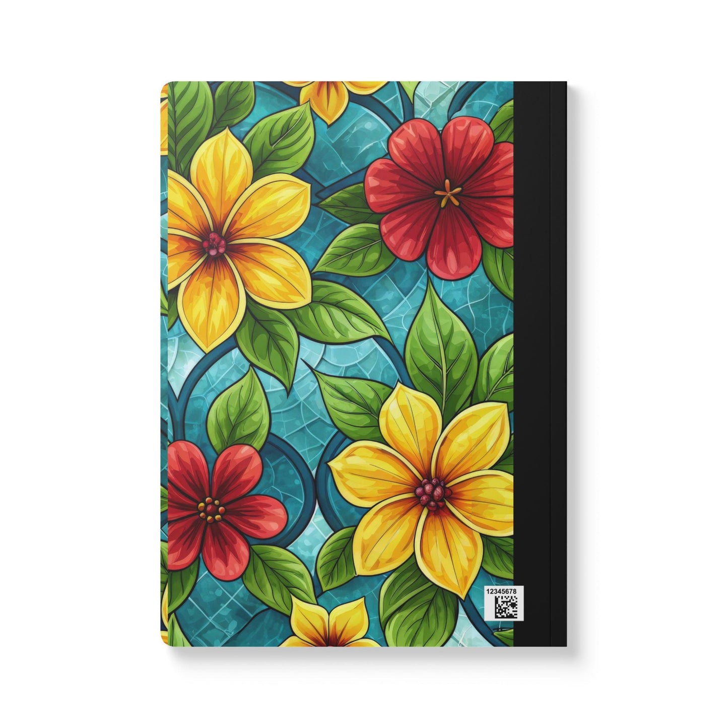 ColorFlow | Aqua Blossom Garden Composition Notebook | Bright Stained Glass Floral Journal for School and Creativity