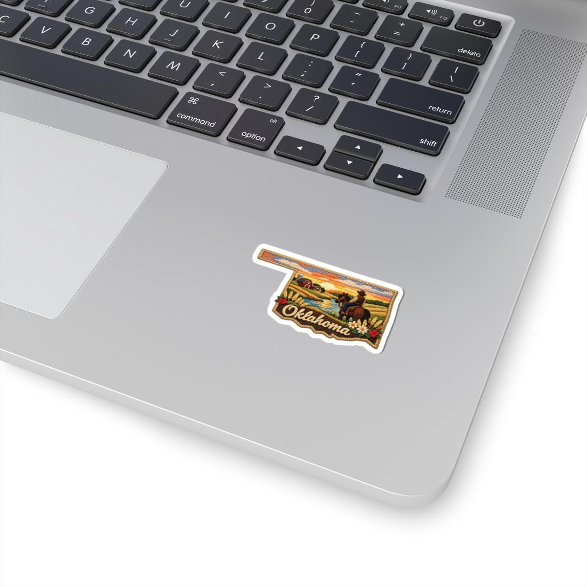 ColorFlow | Oklahoma Prairie Sunset Vinyl Sticker | Cowboy Fields River Valley and Heartland Landscape Art