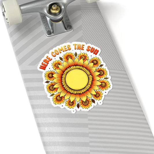 ColorFlow | Here Comes the Sun Sunflower Retro Sunshine Floral Art Vinyl Sticker