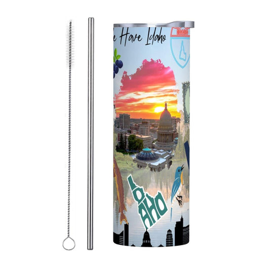 ColorFlow | Idaho State Pride Tumbler | Here We Have Idaho Scenic Capitol Art | 20oz Skinny Stainless Steel With Straw