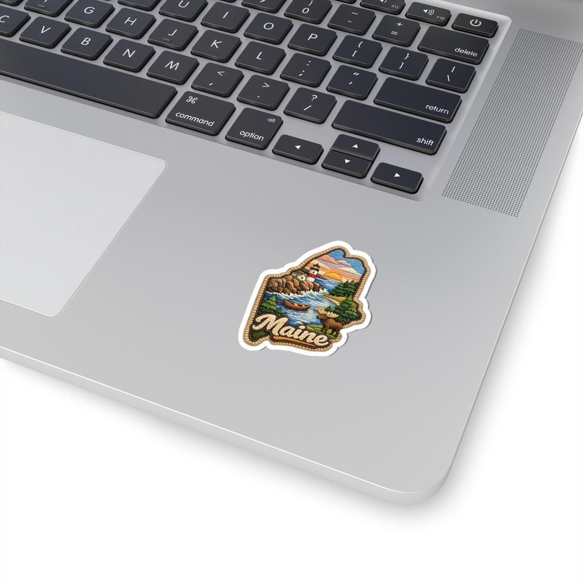ColorFlow | Maine Coastal Wilderness Vinyl Sticker | Lighthouse Pine Shores Canoe and Northern Seascape Art
