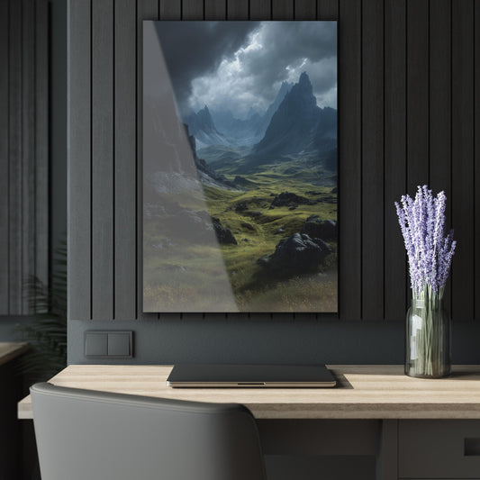 ColorFlow | Stormy Mountain Valley Metal Wall Art | Moody Highland Landscape Decor | Epic Nature Wall Statement