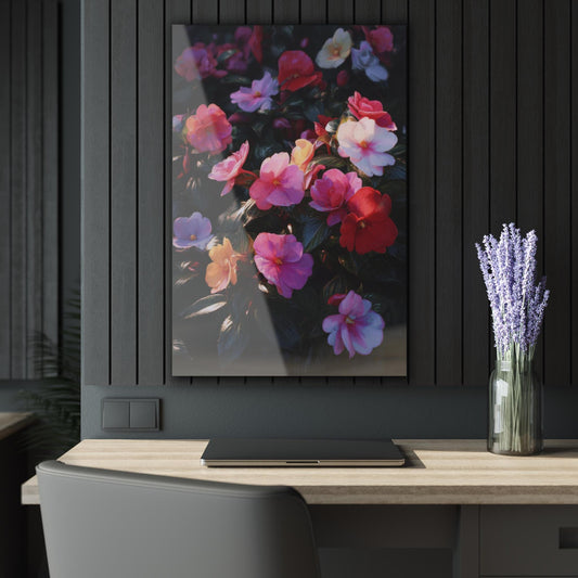 ColorFlow | Romantic Camellia Blossom Metal Wall Art | Rich Pink Floral Garden Decor | Classic Nature Wall Statement