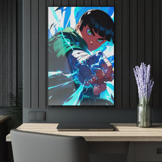ColorFlow | Thunder Fist Martial Artist Anime Metal Wall Art | Electric Combat Manga Decor
