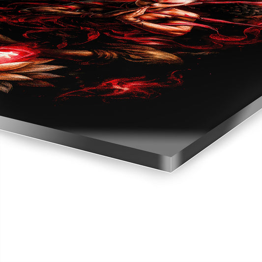 ColorFlow | Crimson Lotus Warrior Meditation Metal Sign Zen Samurai Inspired Wall Art Decor