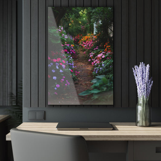 ColorFlow | Vibrant Secret Garden Walkway Metal Wall Art | Blooming Cottage Path Decor | Lush Botanical Wall Statement