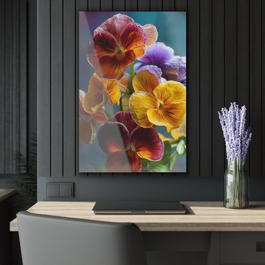ColorFlow | Golden Dew Pansy Cluster Metal Wall Art | Vibrant Spring Floral Decor | Colorful Botanical Wall Accent
