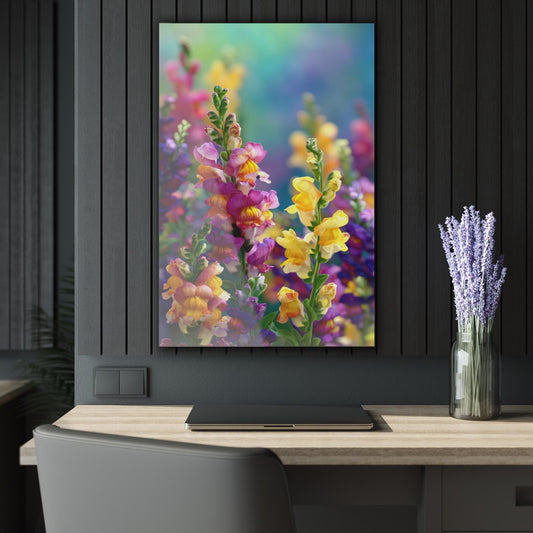 ColorFlow | Dreamy Pastel Snapdragon Bouquet Metal Wall Art | Soft Rainbow Floral Decor | Whimsical Garden Wall Accent