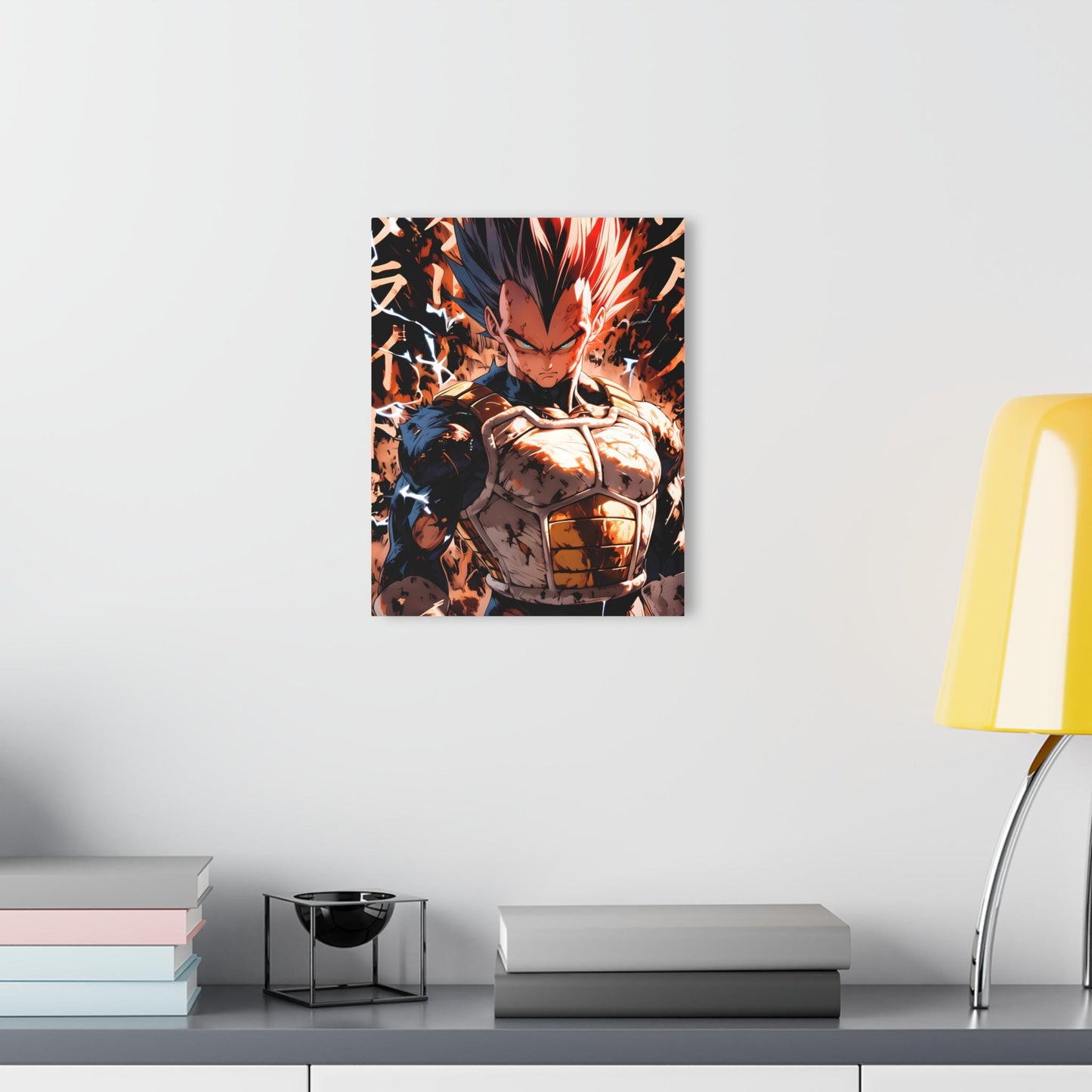 ColorFlow | Infernal Pride Saiyan Prince Anime Metal Wall Art | Lightning Fury Manga Artwork