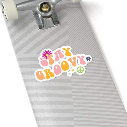 Stay Groovy Retro 70s Peace Sign Flower Power Sticker | Boho Vinyl Decal