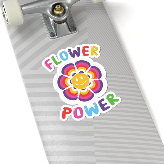 Flower Power Sticker | Groovy Rainbow Smile Face Decal (Waterproof Vinyl)