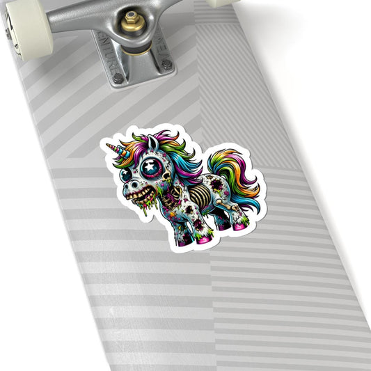 ColorFlow | Zombie Unicorn Vinyl Sticker for Water Bottles Laptops Cars | Rainbow Creepy Art Waterproof Durable Decal